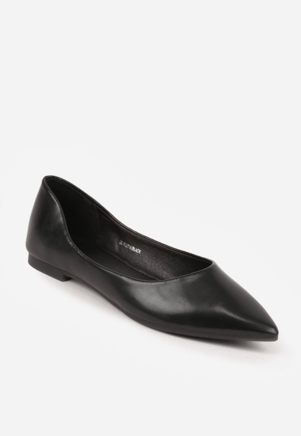 Czarne Eleganckie Eleganckie Balerinki z Noskiem w Szpic Abssis