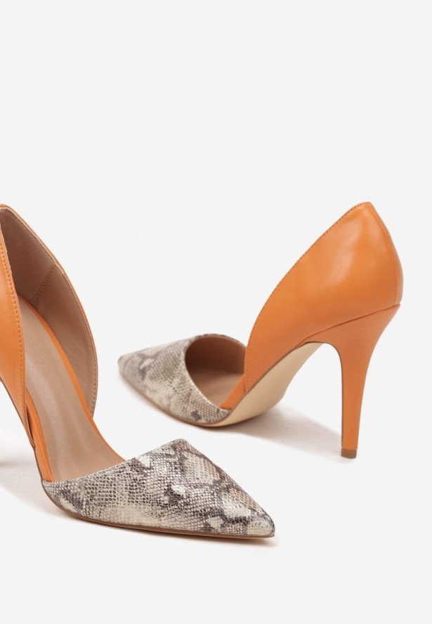 Pomarańczowe Szpilki z Motywem Wężowym Elaniwena