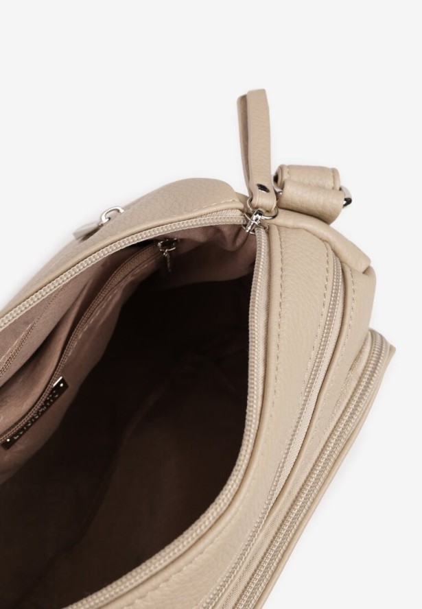 Jasnobeżowa Trzykomorowa Torebka Listonoszka Jenanissea