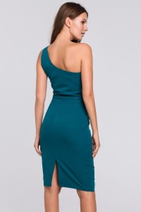 Elegancka sukienka na jedno ramię ołówkowa morska