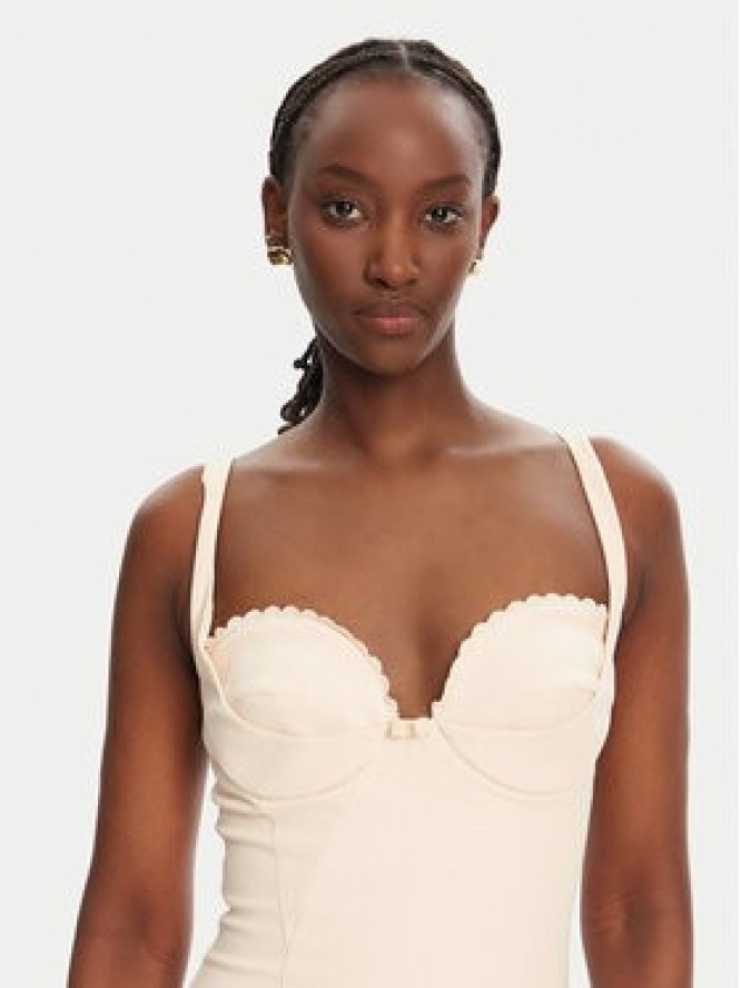 Elisabetta Franchi Sukienka koktajlowa AB85052E2 193 Beżowy Regular Fit