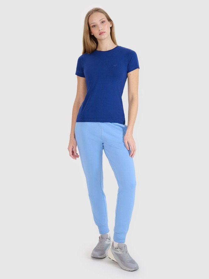 4F T-shirt slim gładki damski - granatowy XS