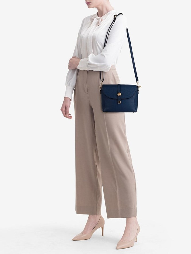 Pia Sassi Skórzana torebka "La Marmora" w kolorze granatowym - 25 x 19 x 8 cm rozmiar: onesize