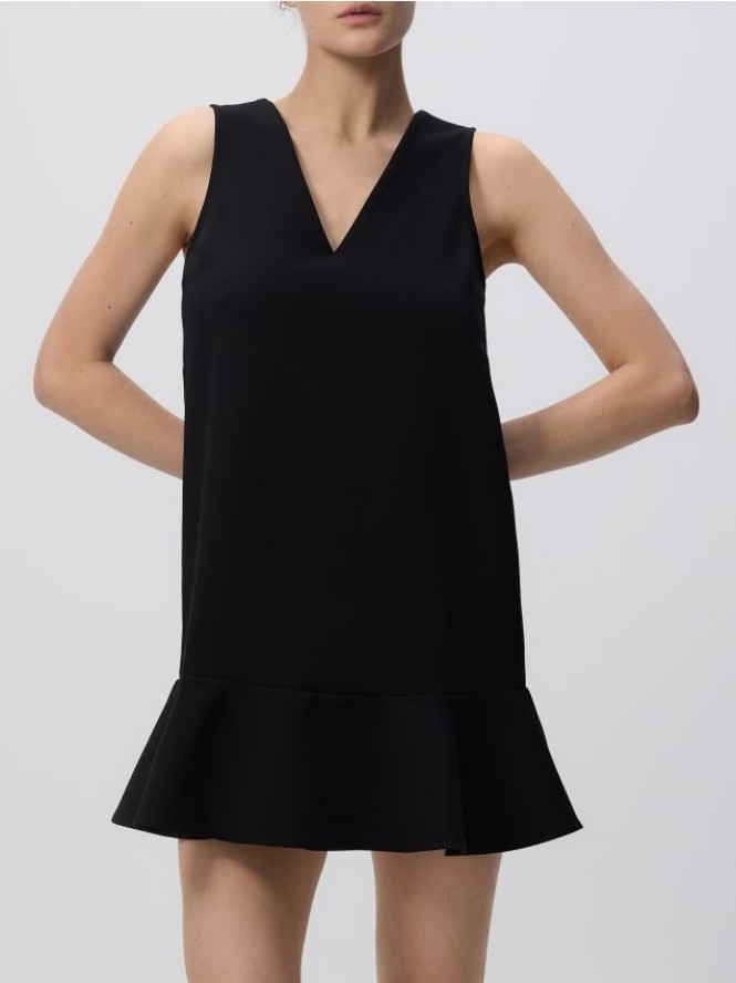 Sukienka mini z falbaną - czarny