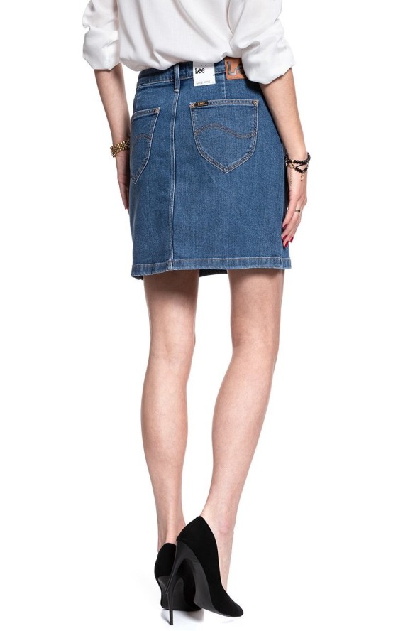 SPÓDNICA JEANSOWA LEE A LINE SKIRT MID STONEWASH L38NMG44 112108286