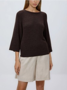 Gładki sweter - brązowy
