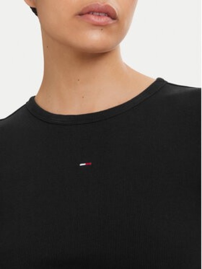 Tommy Jeans Sukienka letnia Flag DW0DW22613 Czarny Slim Fit