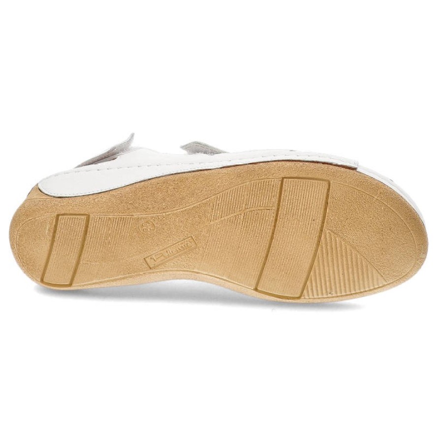 Białe Sandały Pollonus Damskie Skórzane Obuwie