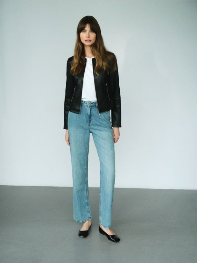 Ramoneska z imitacji skóry - czarny