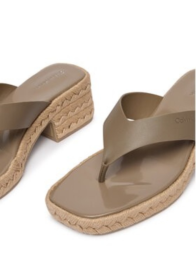 Calvin Klein Klapki Block Heel Espa 50 Thong Lth HW0HW02902 Brązowy