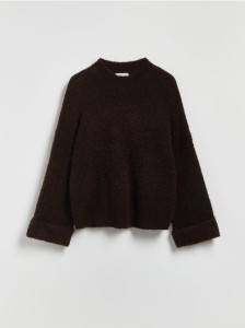 Sweter z dodatkiem wełny - ciemnobrązowy