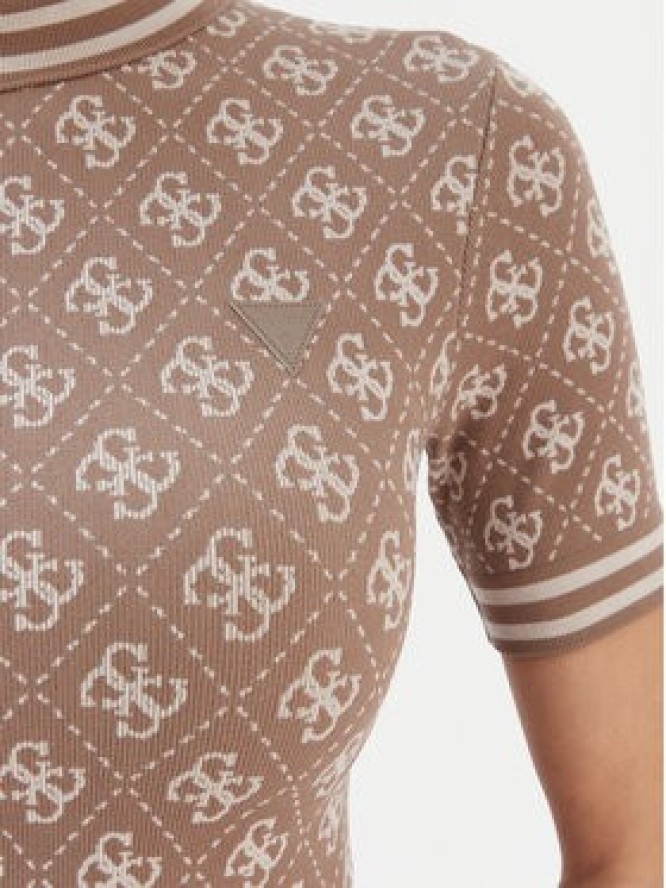 Guess T-Shirt V5BP07 K2000 Brązowy Slim Fit