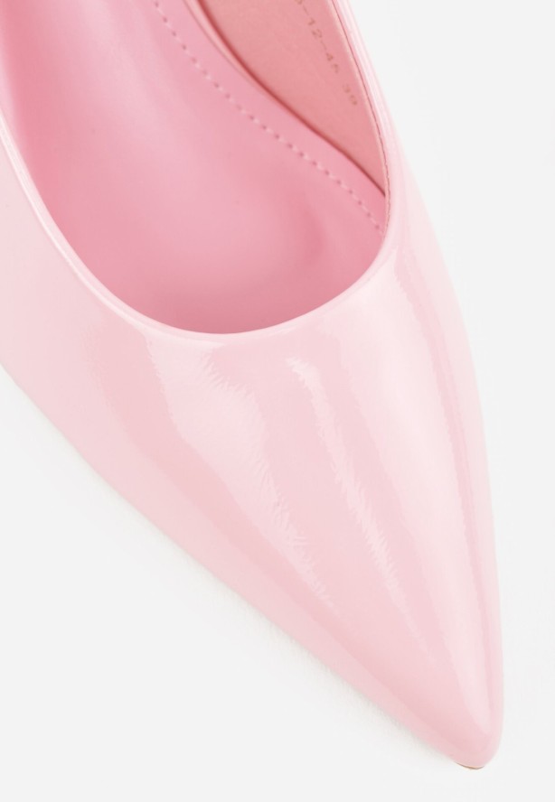Różowe Lakierowane Czółenka Slingback Vices na Obcasie Typu Kaczuszka Sonilitia