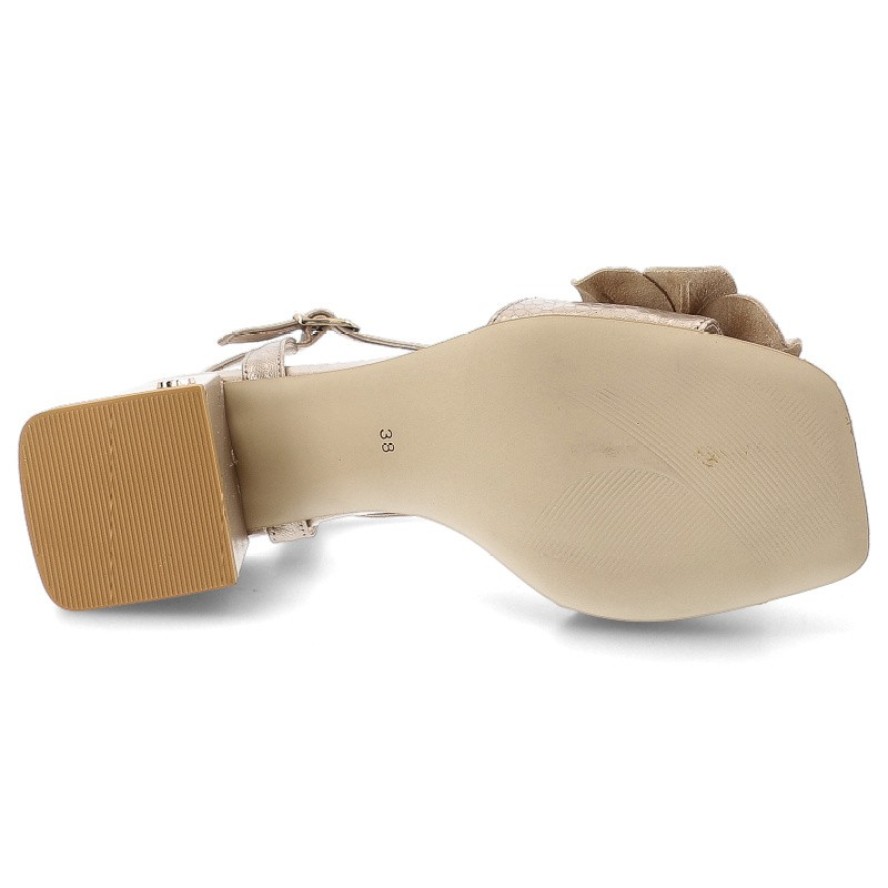 Złote Sandały Chebello Eleganckie Obuwie Damskie Z Kwiatem