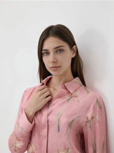 Wiskozowa koszula w kwiaty - różowy