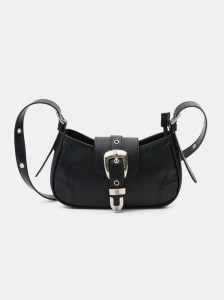 Torebka hobo na ramię z ozdobną klamrą - czarny