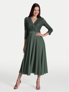 Swing Sukienka koktajlowa 5AE29100 Zielony Regular Fit