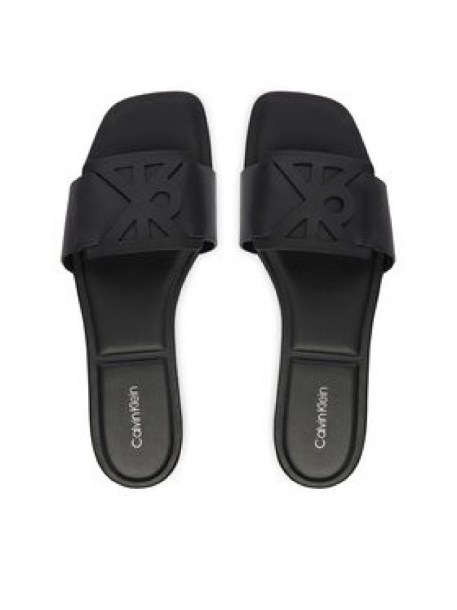 Calvin Klein Klapki Square Flat Sandal Emblem HW0HW03128 Czarny