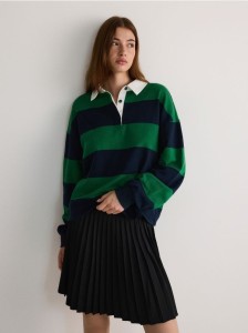 Bawełniana bluza z kołnierzykiem - wielobarwny