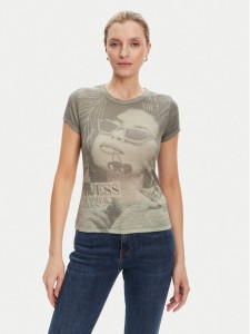 Guess T-Shirt W5YI36 KBYH0 Zielony Regular Fit