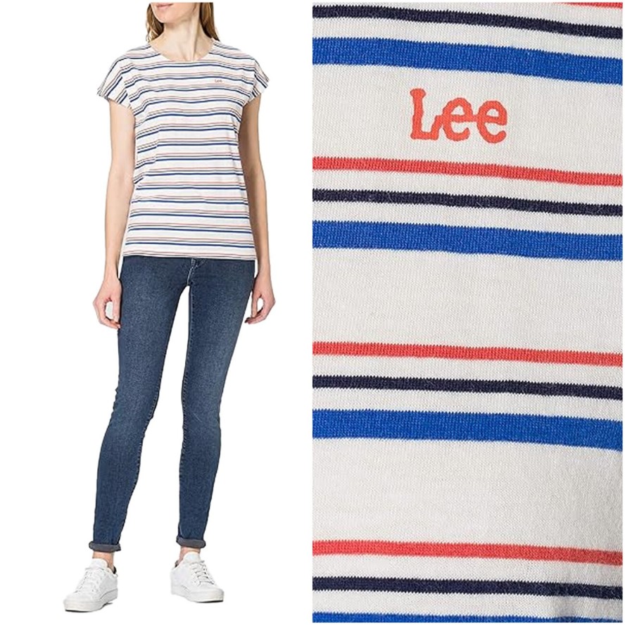 LEE DAMSKA KOSZULKA Z KRÓTKIM RĘKAWEM CAP SLEEVE TEE SUMMER BLUE L41FJXNJ 112108936