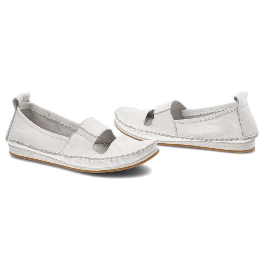 Białe Półbuty Lanqier Skórzane Buty Damskie