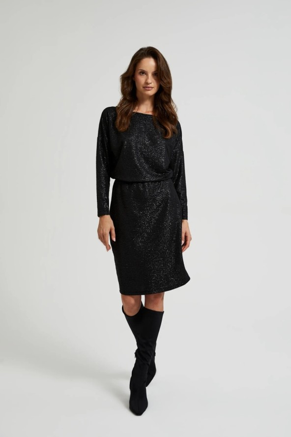 Błyszcząca sukienka o długości przed kolana czarna