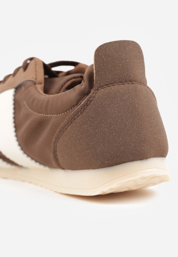 Brązowe Sneakersy w Stylu Klasycznych Tenisówek z Marszczeniem z Tyłu Aiglise