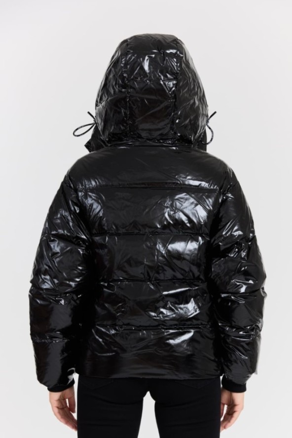 KARL LAGERFELD Czarna damska kurtka Hooded Down Jacket, Rozmiar S