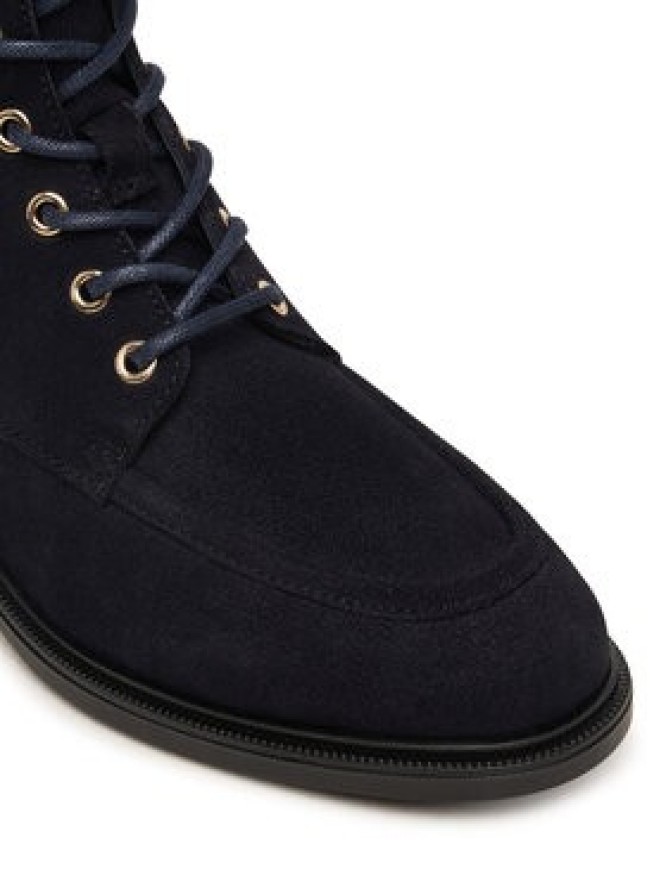 Tommy Hilfiger Trzewiki Enamel Flag Suede Lace-Up Boot FW0FW09681 Granatowy