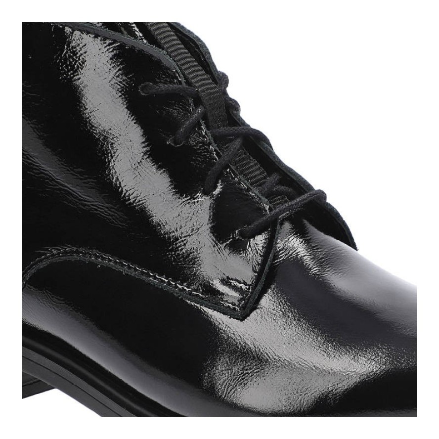 Czarne Botki Pollonus Damskie Wiązane Obuwie