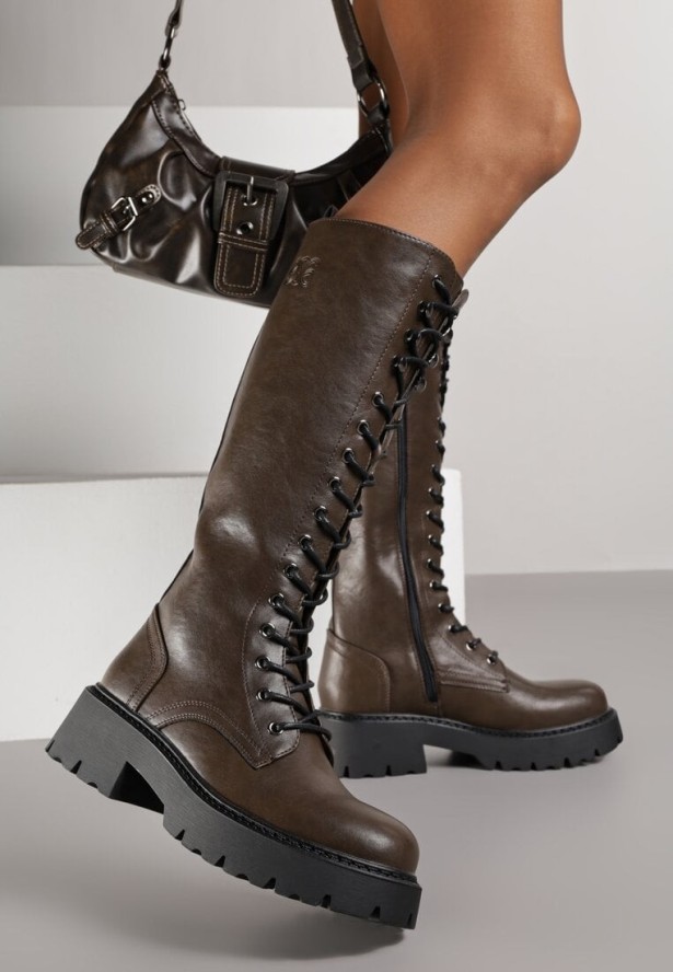 Brązowe Kozaki VICES Typu Workery w Grungowym Stylu Unalira