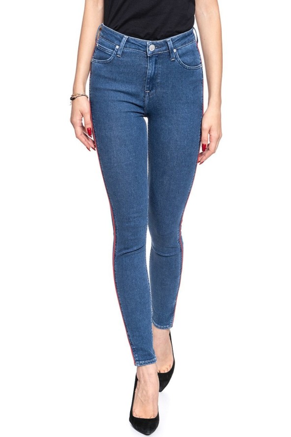 SPODNIE DAMSKIE LEE SCARLETT PIPING RED STOWE L31VROOR 112107312