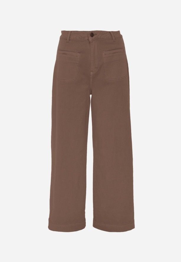 Brązowe Szerokie Jeansy High Waist z Bawełny Berinnessa