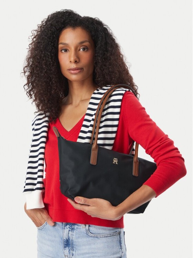 Tommy Hilfiger Torebka Popette East West Tote AW0AW19211 Czarny