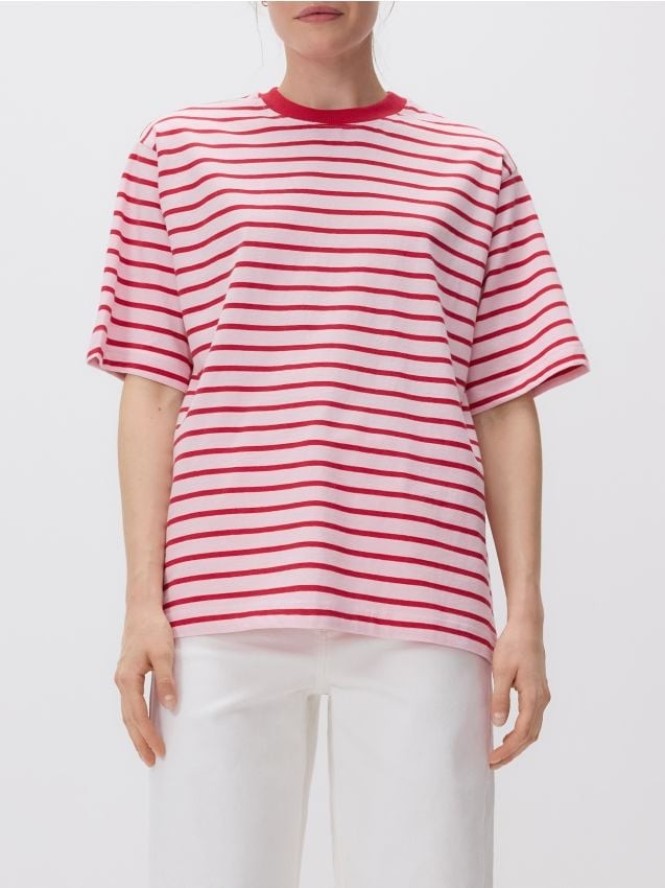 Bawełniany t-shirt oversize - czerwony