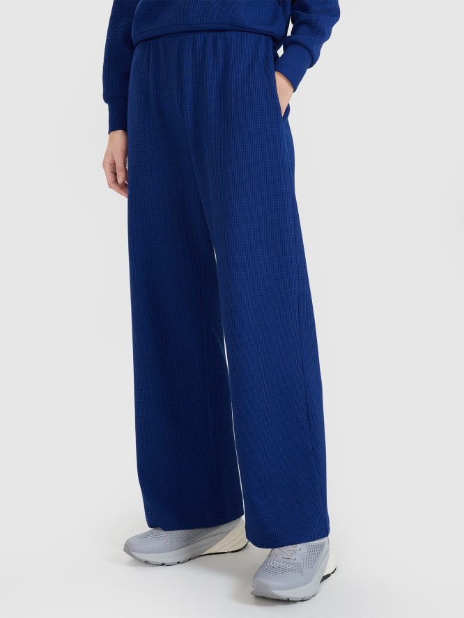 4F Spodnie oversize z szerokimi nogawkami damskie - granatowe XL