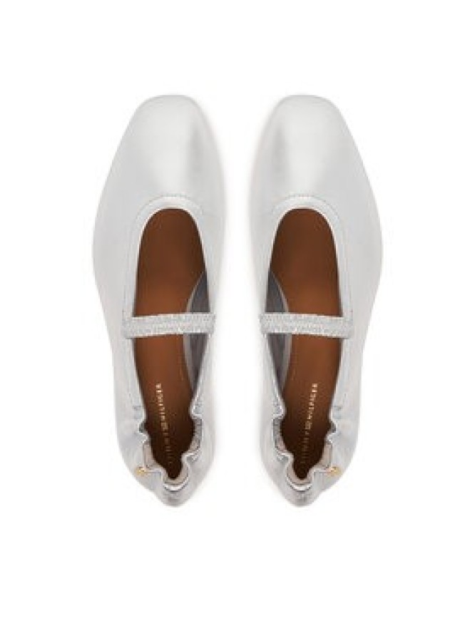 Tommy Hilfiger Baleriny Silver Lth Ellastic Ballerina FW0FW09466 Srebrny