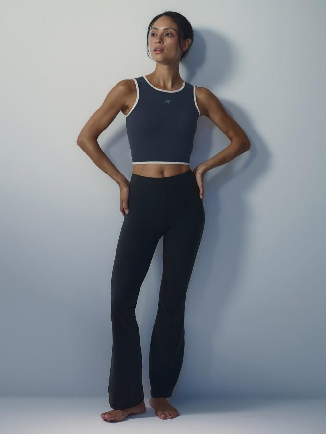 4F Crop top do jogi szybkoschnący damski - granatowy XL