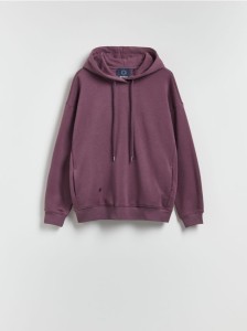 Bawełniana bluza z kapturem - ciemnofioletowy