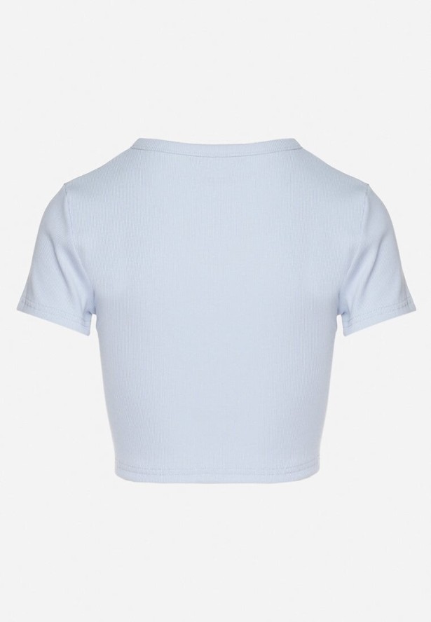 Jasnoniebieski Bawełniany Prążkowany T-shirt Nelzedi