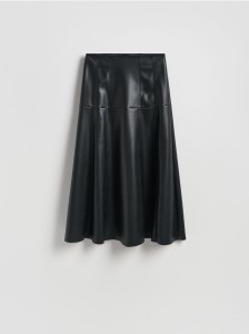 Spódnica midi z imitacji skóry - czarny