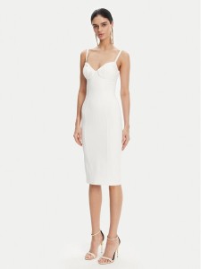 Elisabetta Franchi Sukienka koktajlowa AB-702-51E2 Biały Regular Fit