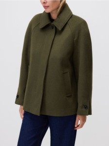 Flauszowa kurtka z wełną - oliwkowy