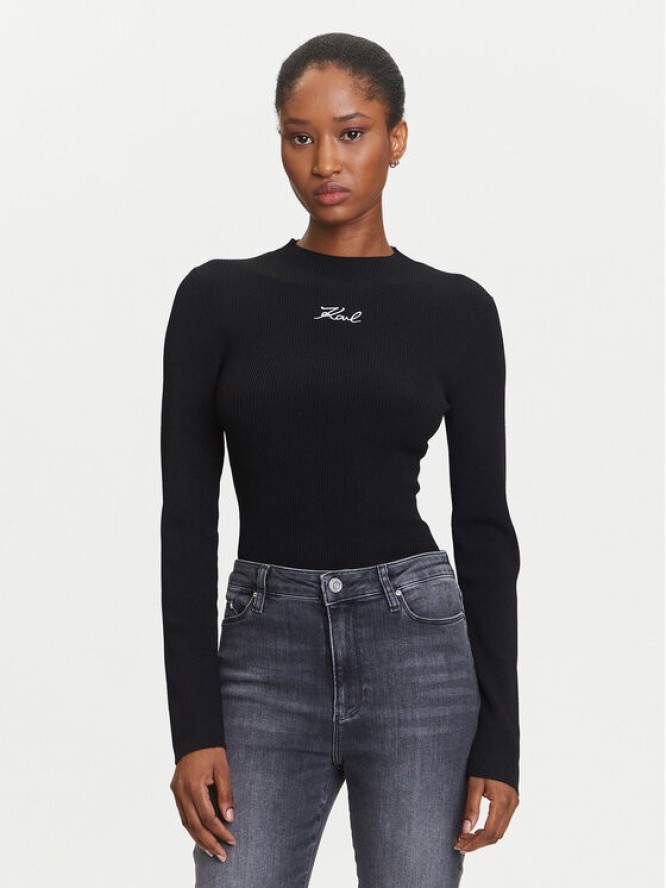 KARL LAGERFELD Sweter A3W18025 Czarny Slim Fit