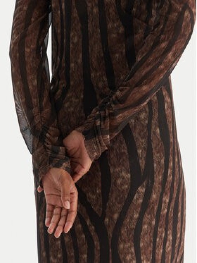 ACCESS FASHION Sukienka koktajlowa 54-3352-0006 Brązowy Slim Fit