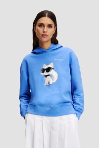 KARL LAGERFELD Niebieska damska bluza z kapturem Ikon Aquarelle C, Rozmiar S