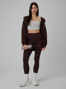 4F Legginsy dzianinowe damskie - brązowe XL