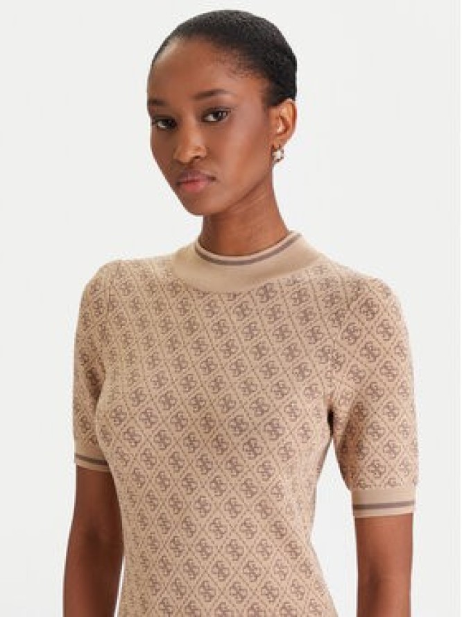 Guess Sukienka dzianinowa W3YK39 Z37K0 Beżowy Slim Fit