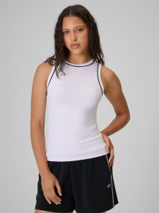 4F Top slim gładki damski - biały XS